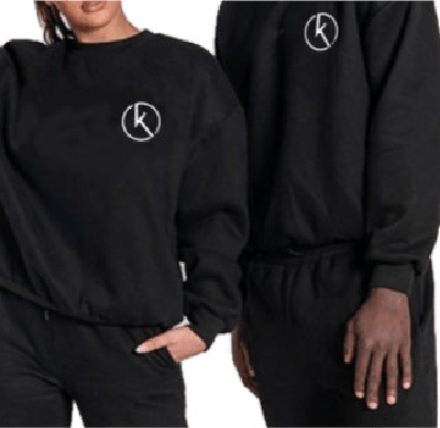 Female and Male Toned Relaxed Hoodie and Bottoms outfit in Black colour