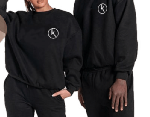 Female and Male Toned Relaxed Hoodie and Bottoms outfit in Black colour